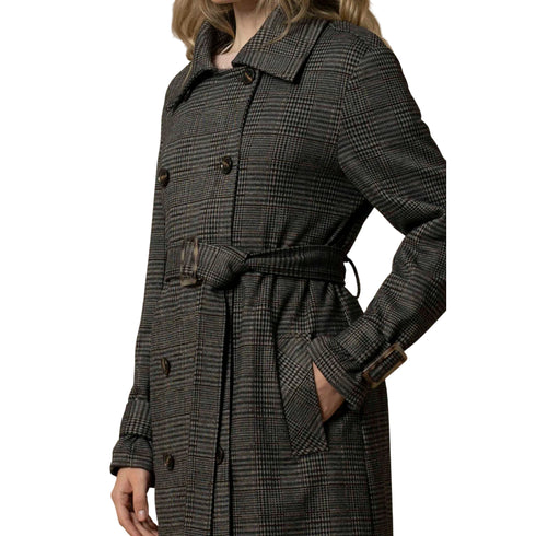 Cappotto Donna motivo galles, con cintura